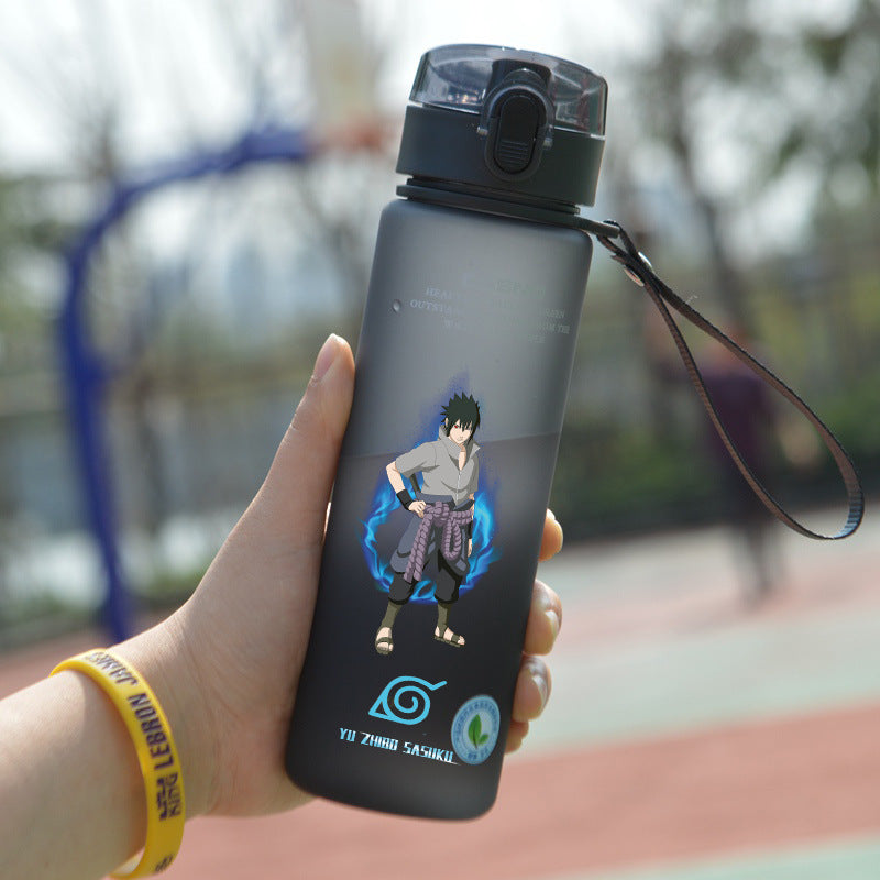 Naruto Sasuke Anime Pattern Plastic Drinking Cup Cartoon Water Bottle 560ml High Capacity Portable Sports Water Bottle Boy Girls
