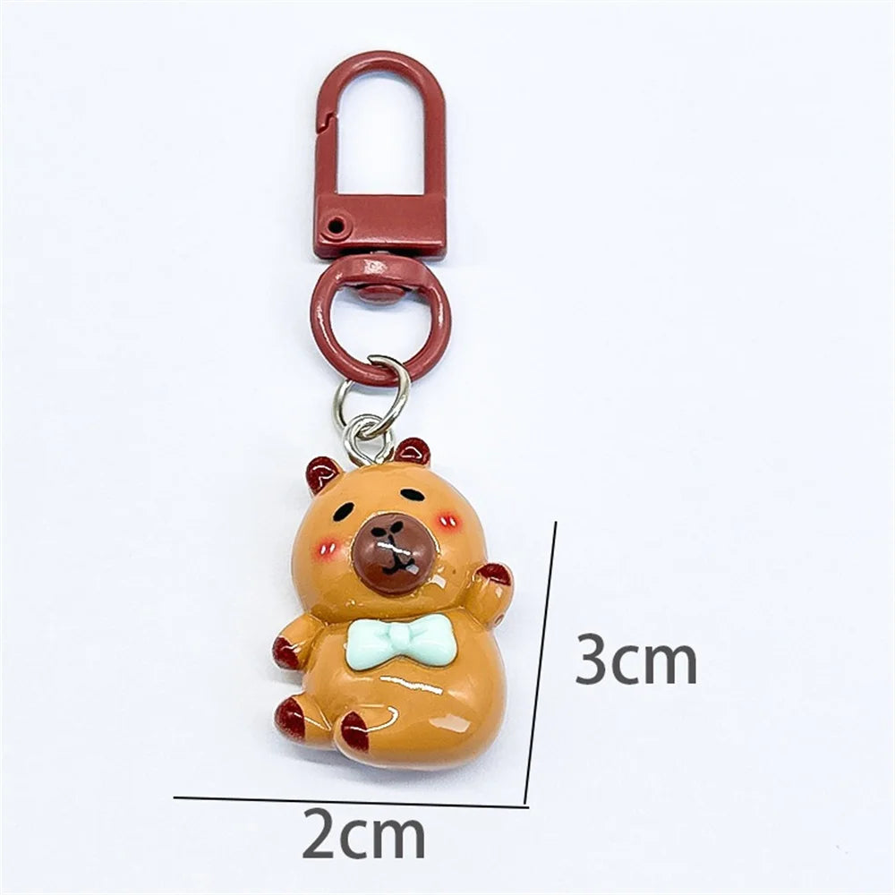 Cartoon Mini Capybara Keychains Women Men Backpack Charms Pendants Accessories Animal Bag Keyring Couple Friend Jewelry Gift