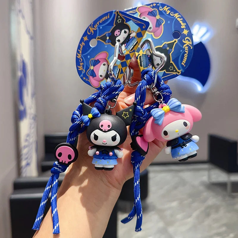 New Sanrio Kuromi 3D Keychain Kawaii Mymelody Cartoon Doll Couple Backpack Pendant Children's Birthday Toy Gift