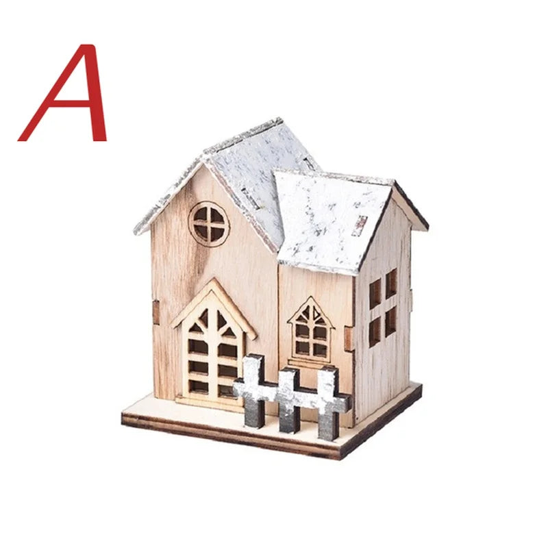 Wooden Cabin with LED Lights, Christmas Ornaments, Family Christmas Decorations, Christmas Cabin, Children's Gifts