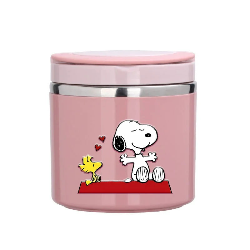 630ml Snoopys Food Thermal Jar Insulated Soup Cup Stainless Steel Vacuum Lunch Box with Handle Portable Sealed Bento Boxes Gift