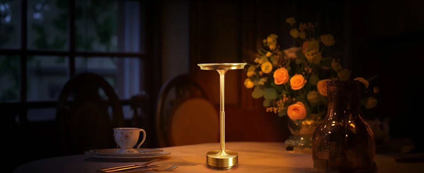 Aluminum Alloy Simple Decorative Lamp LED Night Light Infinitely Dimmable Atmosphere Retro Portable Rechargeable Touch Desk Lamp