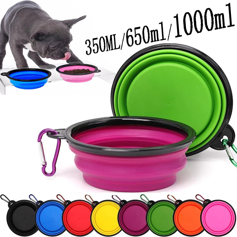 Pet Folding Silicone Bowl Collapsible Dog Food Bowl Water Large Outdoor Pet Travel Bowl Portable Puppy Food Container Feeder