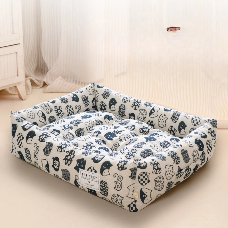 Creative Printed Square Dog Nest Pet Nest Four Seasons Universal Removable Washable Summer Pet Cat Nest Dog Nest