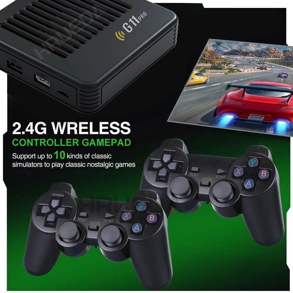 G11 Pro Game Box Video Game Console 256G Built-in 60000+ Retro Games 2.4G Wireless Gamepad 4K HD TV Box Game Console for PS1/GBA