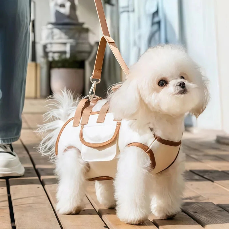 Small Dog Carrier Sling Backpack with Leash Attachment Breathable Pet Lift Harness for Cats & Puppies Hands-Free Outdoor Travel