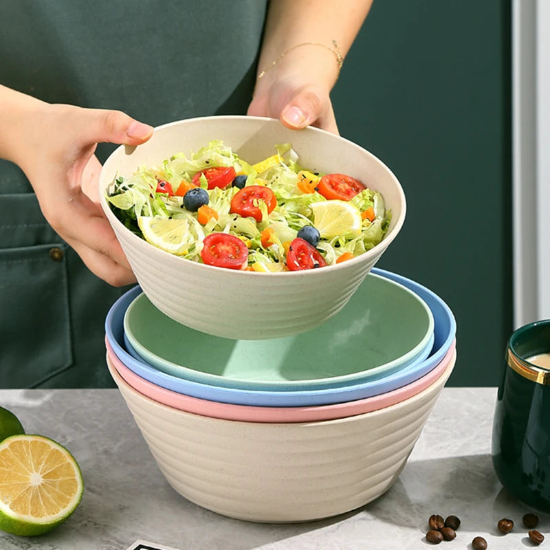 Wheat Straw Soup Bowl Microwavable Plastic Tableware Fruit Salad Bowls Cereal Ramen Pasta Dishes Dinner Plate kitchen Utensils
