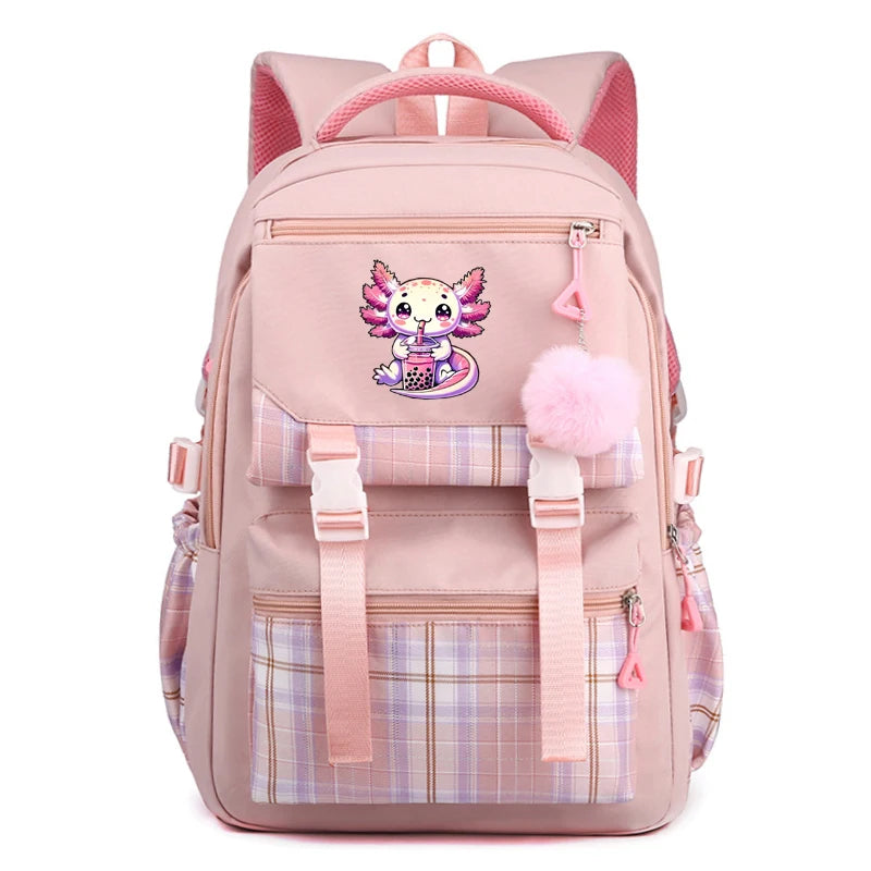 Cute Axolotl Backpack Print Backpacks Girls School Bag for Teenager Laptop Backpack