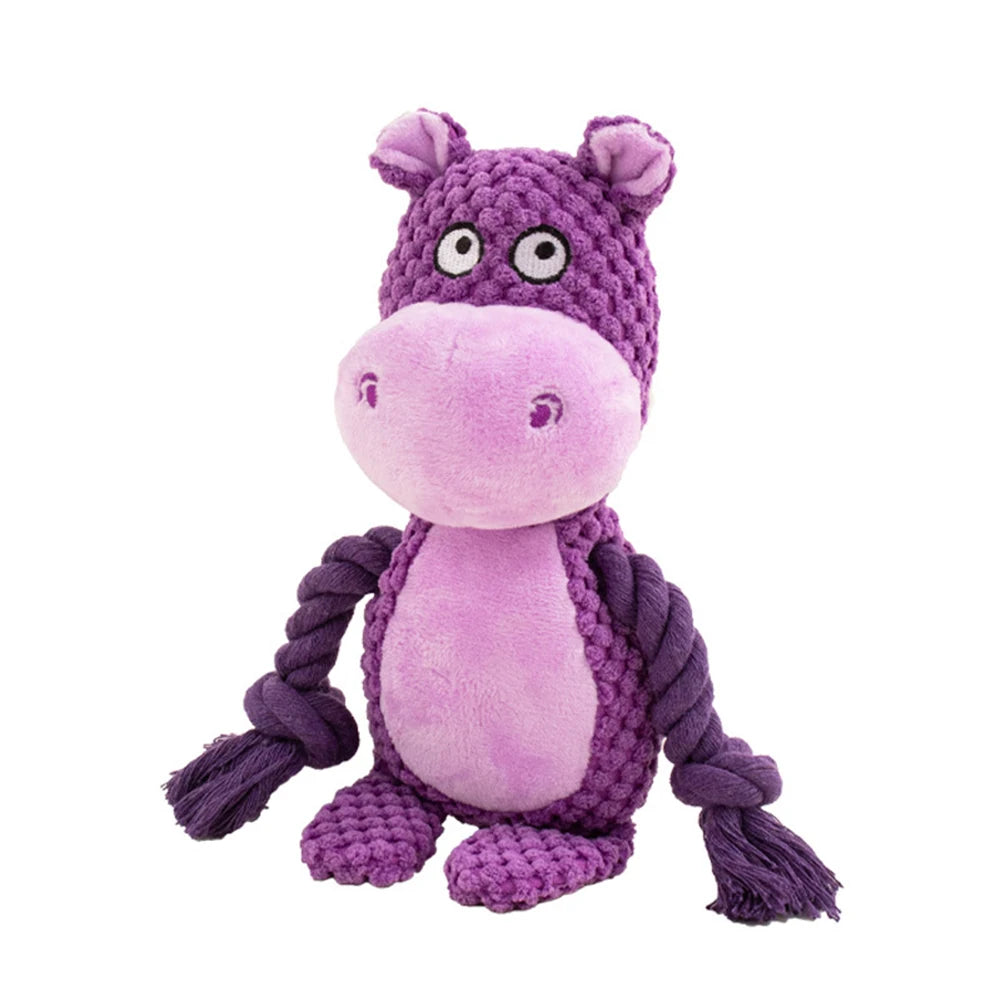 Dog Enrichment Toy Cute Animal Rope Dog Toy Plush Puppy Chew Pet Squeak Toy Cartoon Interactive Games For Dogs Stuff For Dogs