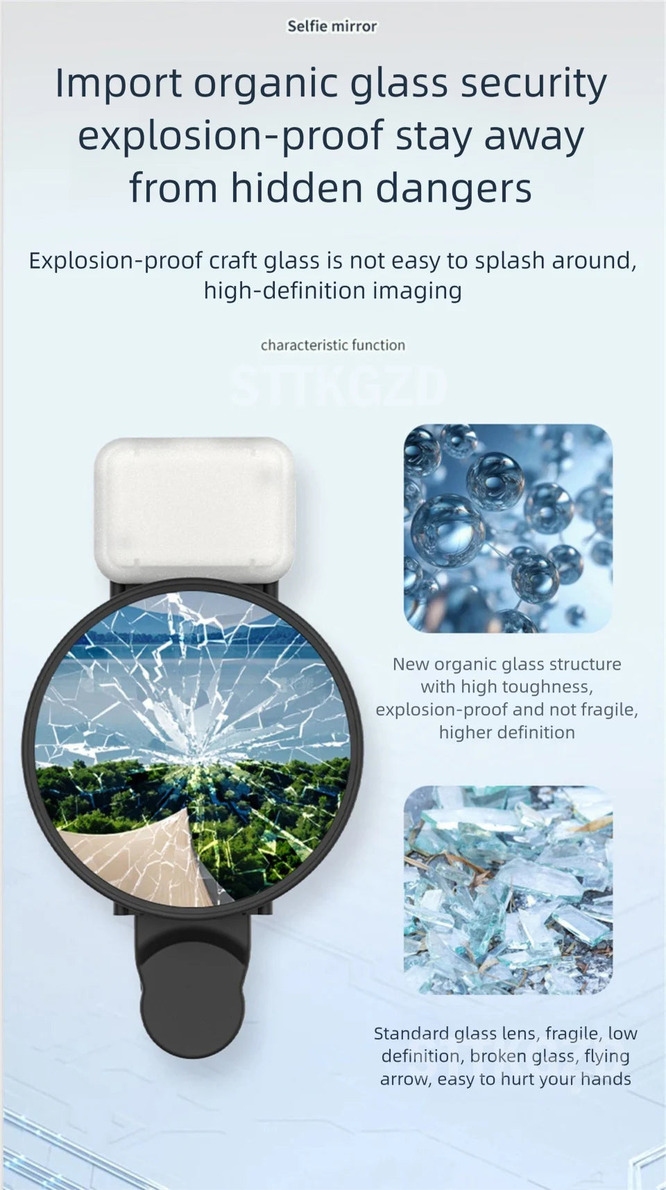 STTKGZD Selfie Reflector Mirror Mobile Phone Fill Light Kit Portable Mobile Mirror Clip Storage Bag Mobile Phone Rear Camera