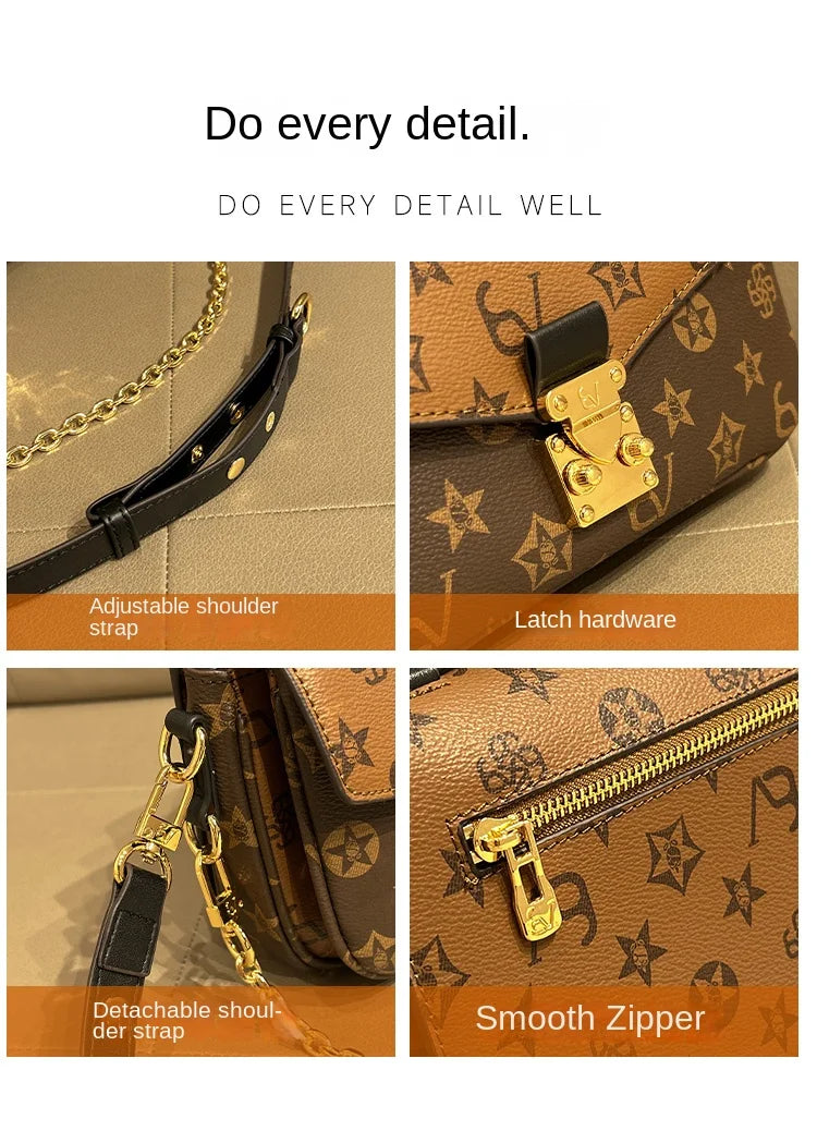 Light luxury brand women's handbag 2024 new autumn and winter high-end fashion designer mailman bag shoulder crossbody bag