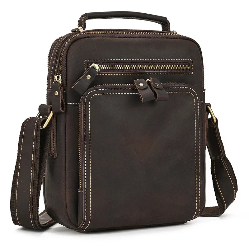 Newsbirds Leather Shoulder Bag Vintage Style Crossbody Bag Books School Bag Of Men Male Daily Messenger Bag Crazy Horse Skin