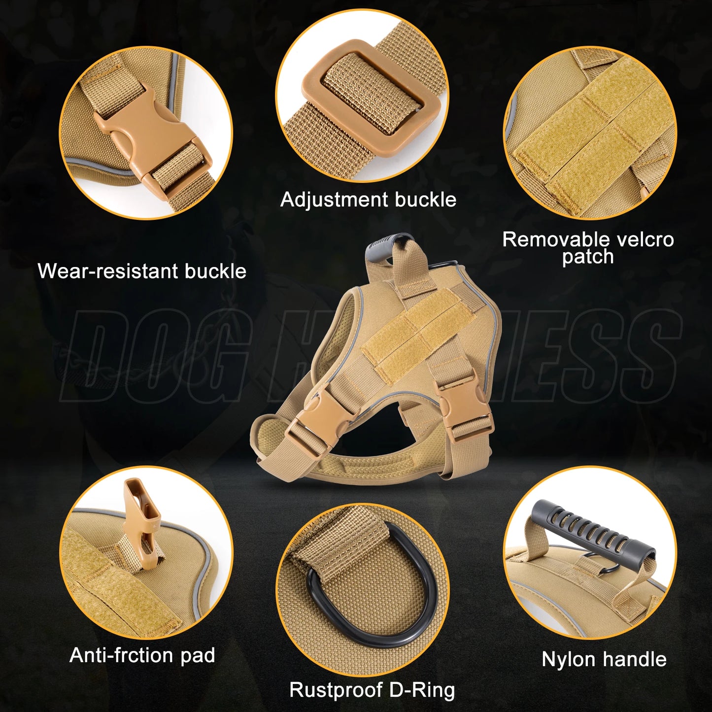 Tactical Dog Harness Pet Doberman Pinscher Pet Training Vest Dog Harness for Small Medium Large Dogs Explosion Proof