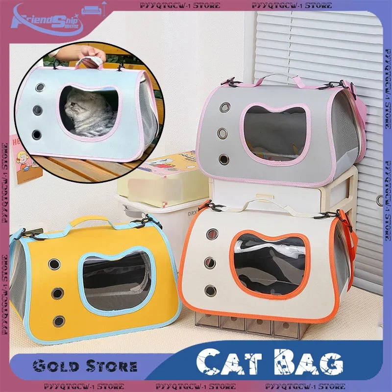 Cat Shoulder Bags High-capacity Cat Bag Foldable Hand-held Space Capsule Mesh Breathable Outing Pet Crossbody Bag Pet Backpack