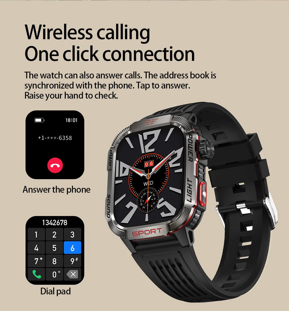 New Military GPS Smart Watch Men Flashlight Compass Waterproof 600mAh Battery Outdoor Sport Tracker Bluetooth Call Smartwatch