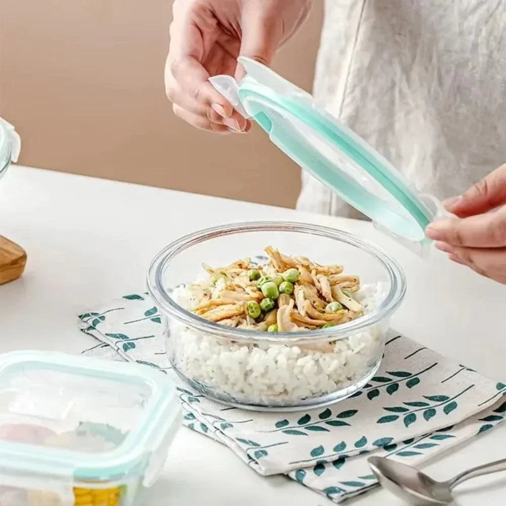 Glass Lunch Box Food Storage Containers, Meal Prep , Airtight Bento Boxes, for Microwave, Oven, Freezer and Dishwasher, BPA Free