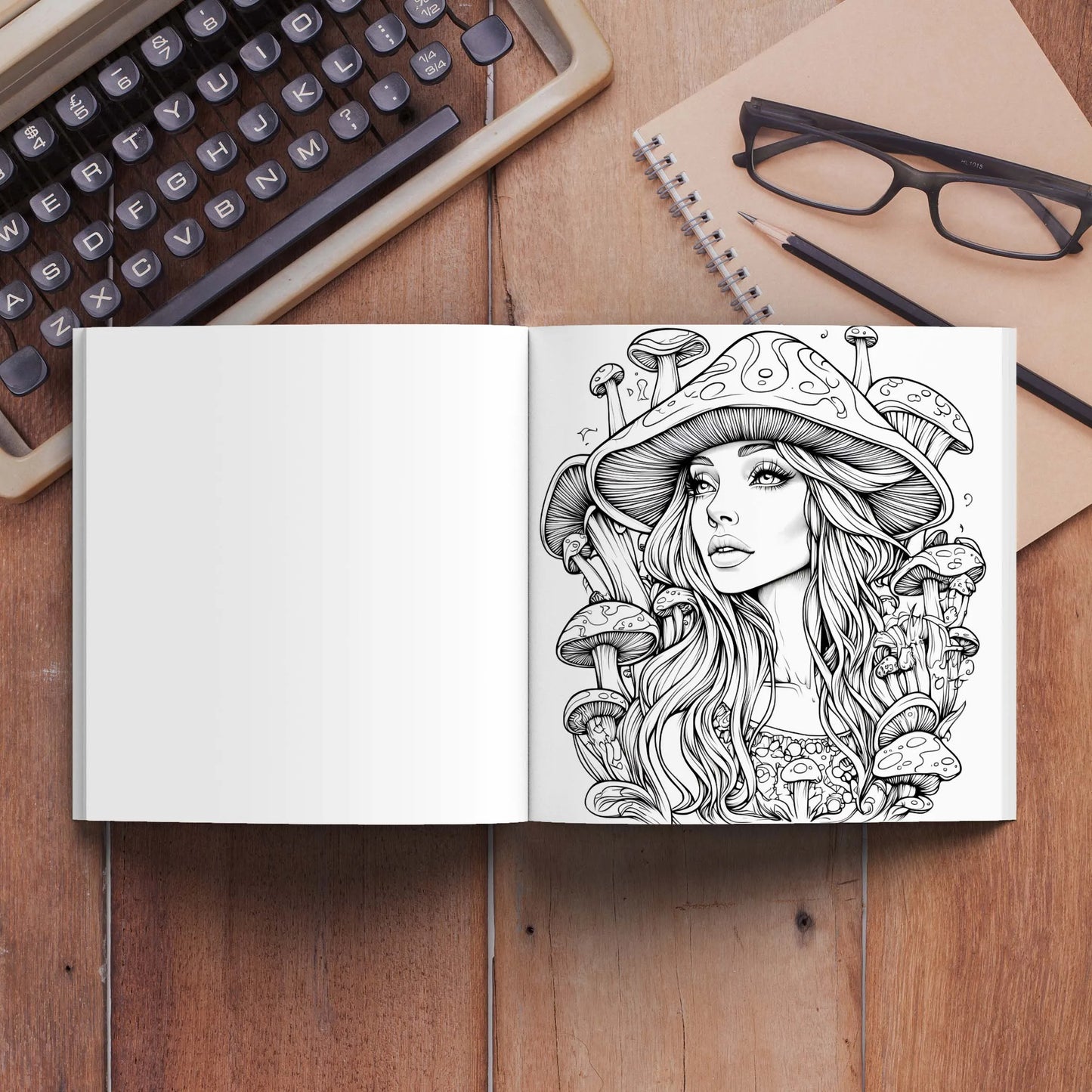 Fungi Coloring Book 24 Page Adult Picture Book Gift For Birthday Party Relieve Stress Kill Time Graffiti Painting Drawing Art