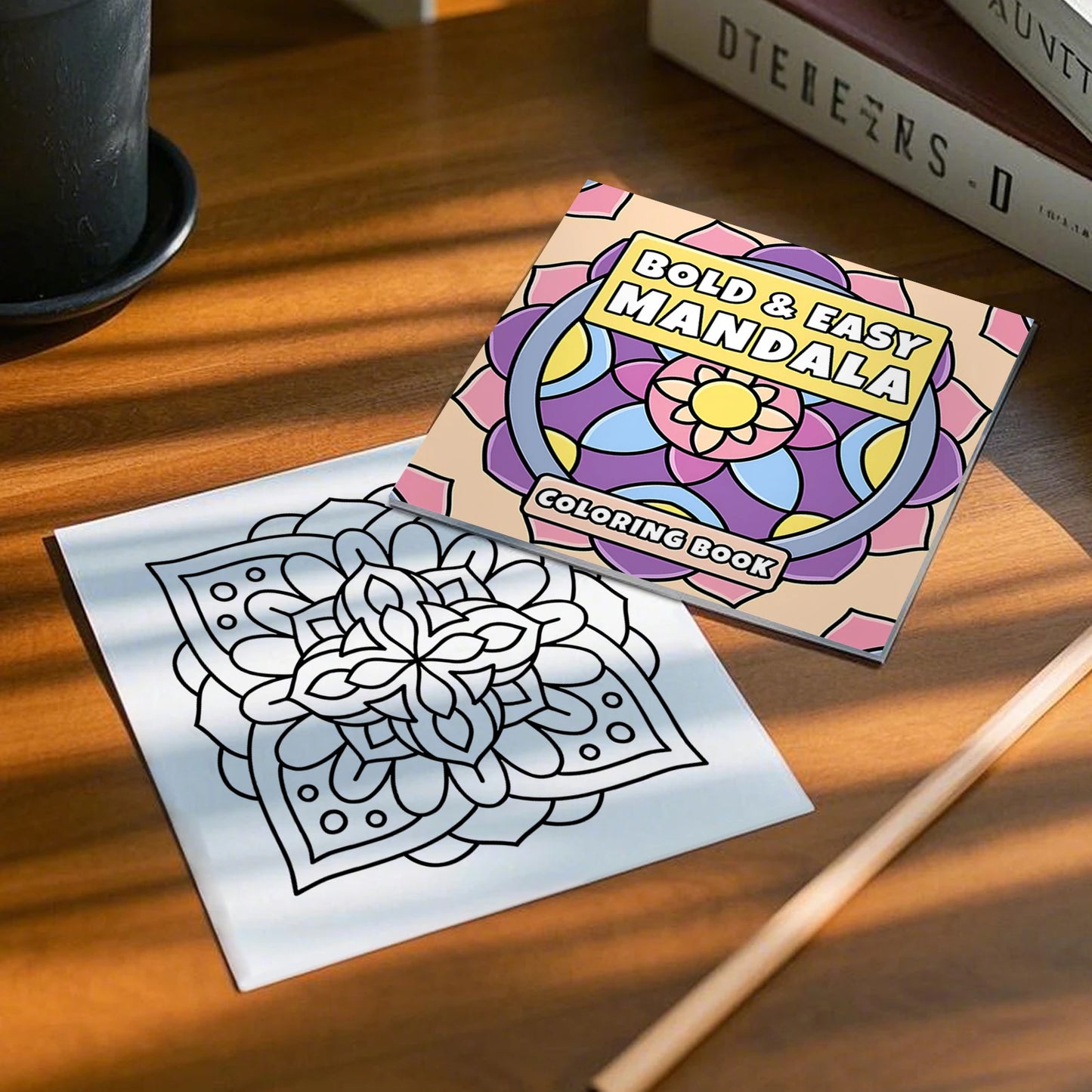 BOLD & EASY MANDALA Art Coloring Book Flowers 24 Page Gift For Birthday Party Relieve Stress Kill Time Graffiti Painting Drawing