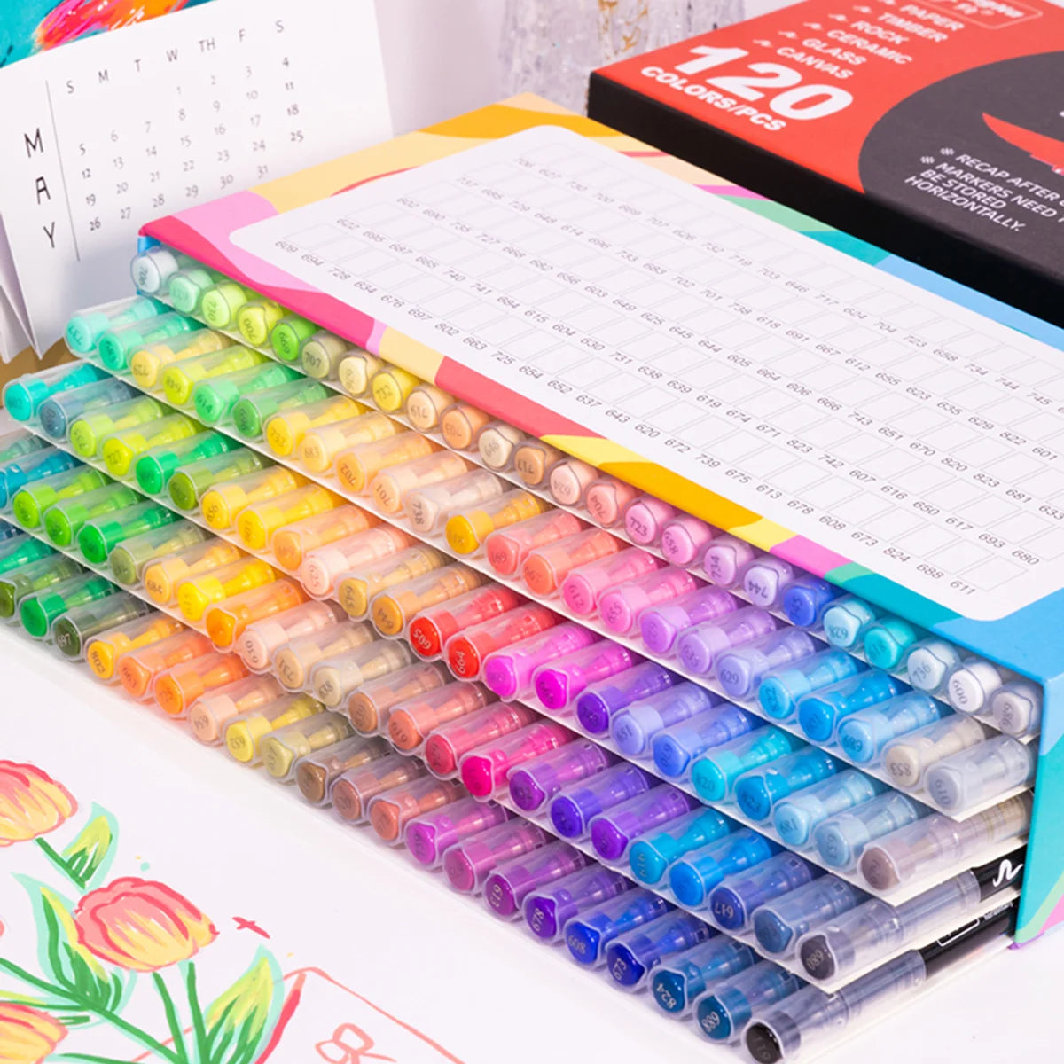 12-240 Color/box Professional Artist Marker Set - Soft-tip Drawing Straight Line Liquid Acrylic Markers, DIY Graffiti Art Painti