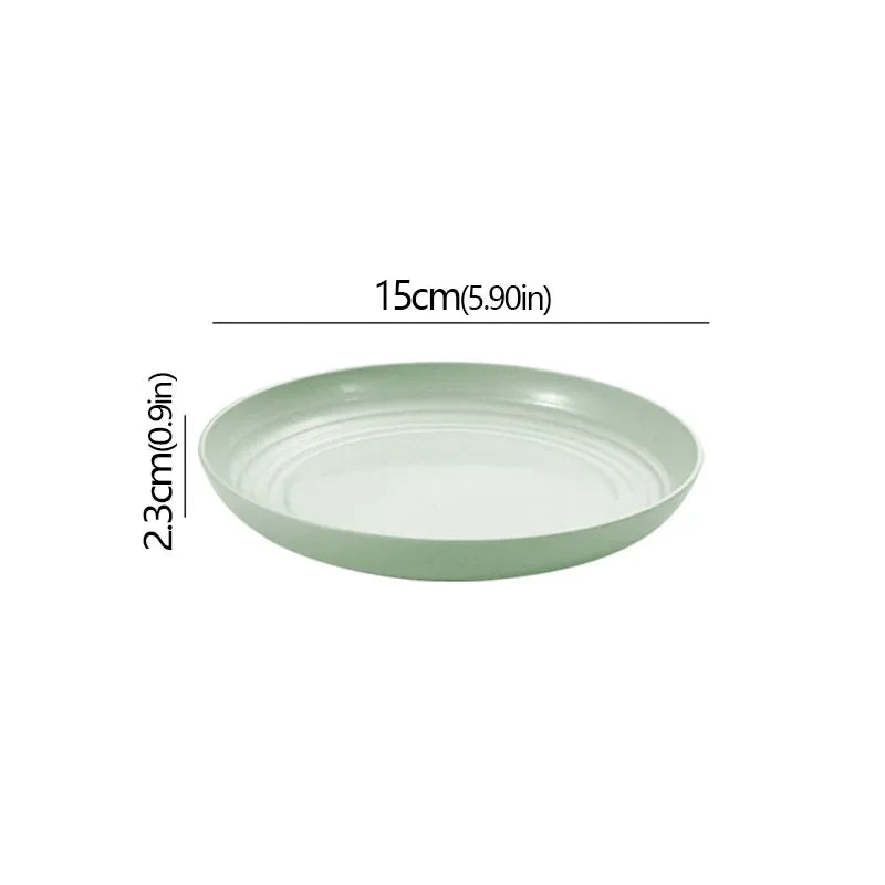 Wheat Straw Solid Color Round Plates Salad Dessert Dinner Reusable Microwave Safe Anti Fall And Shatter Plates Fruit Plate