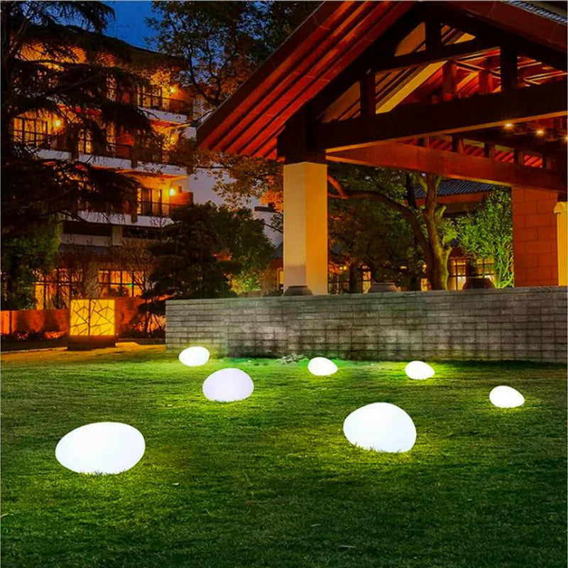 Garden LED Stone Light Lawn Lamp Outdoor Landscape Lighting Remote Control Home Floor Lamp Camping Party Decoration Cobble