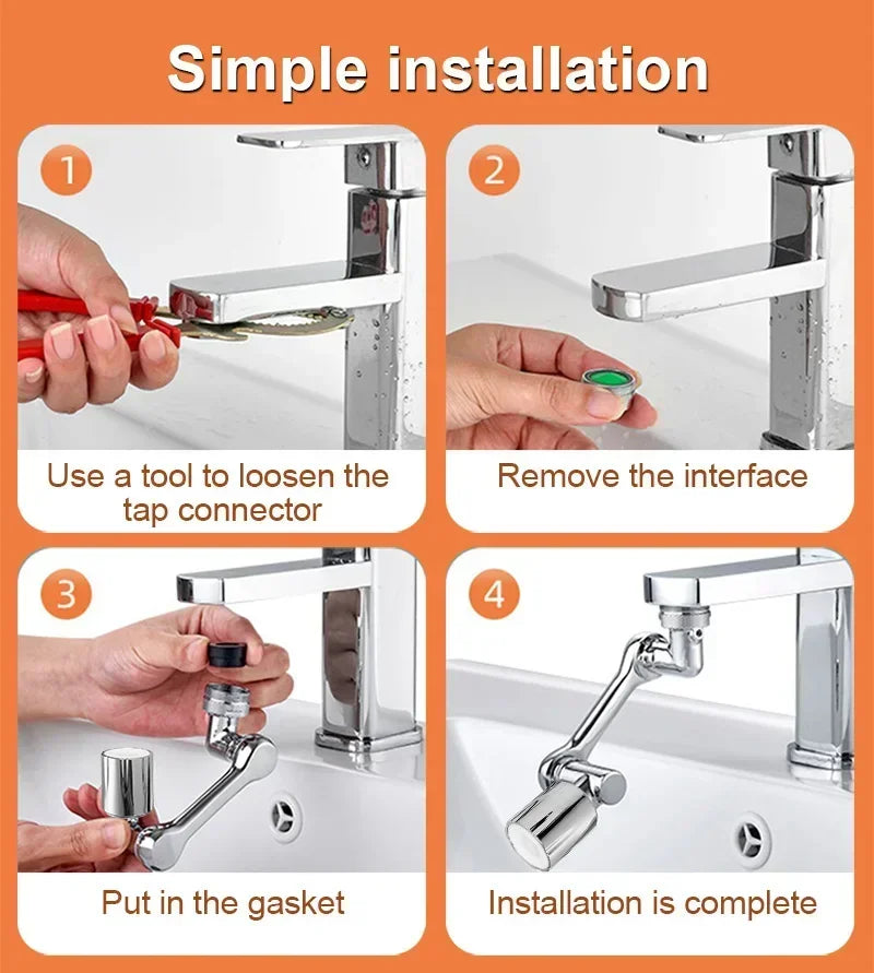 Universal 1080° Rotation Faucets Extender Sprayer Head Kitchen Robot Arm Extension Faucet Aerator Mixer Bubbler Water Tap Nozzle
