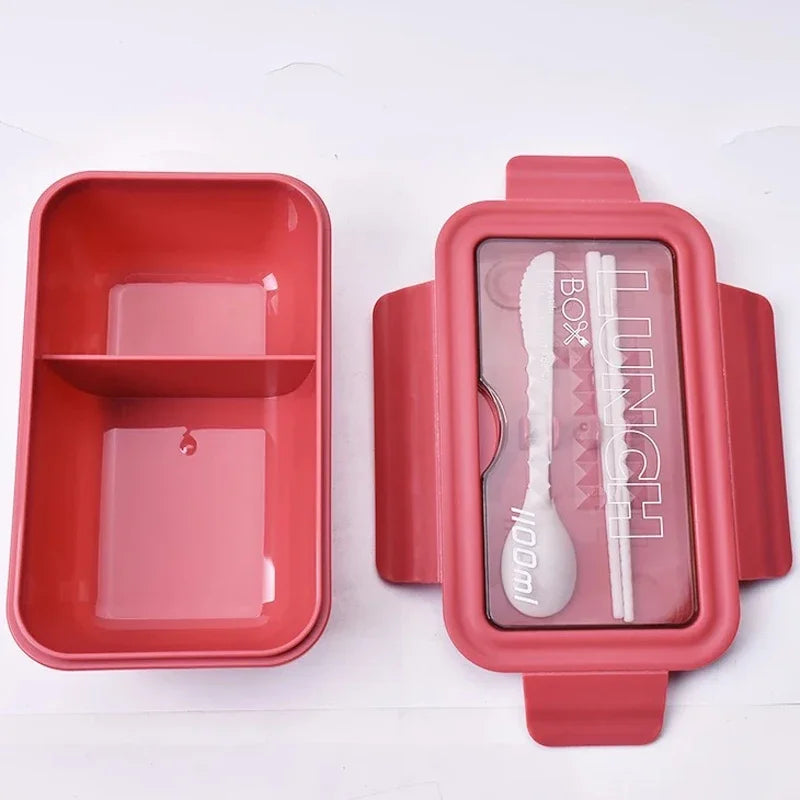 New Microwave Lunch containers Box with Compartments Bento Box Japanese Style Leakproof Food Container for Kids with Tableware