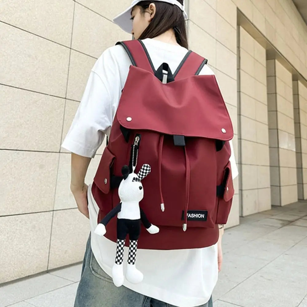 Large Capacity Men's Shoulder Bag Waterproof Multi Pocket Students School Bag Wear-Resistant Solid Color Business Backpack
