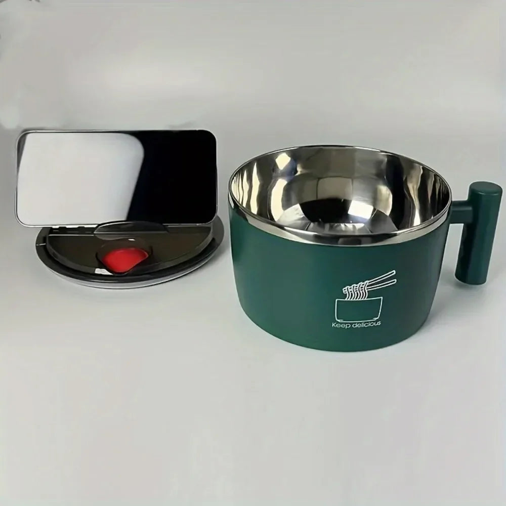 Ramen Bowl, Lunch Container,1000ml Large Thai Soup Bowls, Tableware with Phone Stand, Cereal Bowls for Home, Kitchen, Camping,