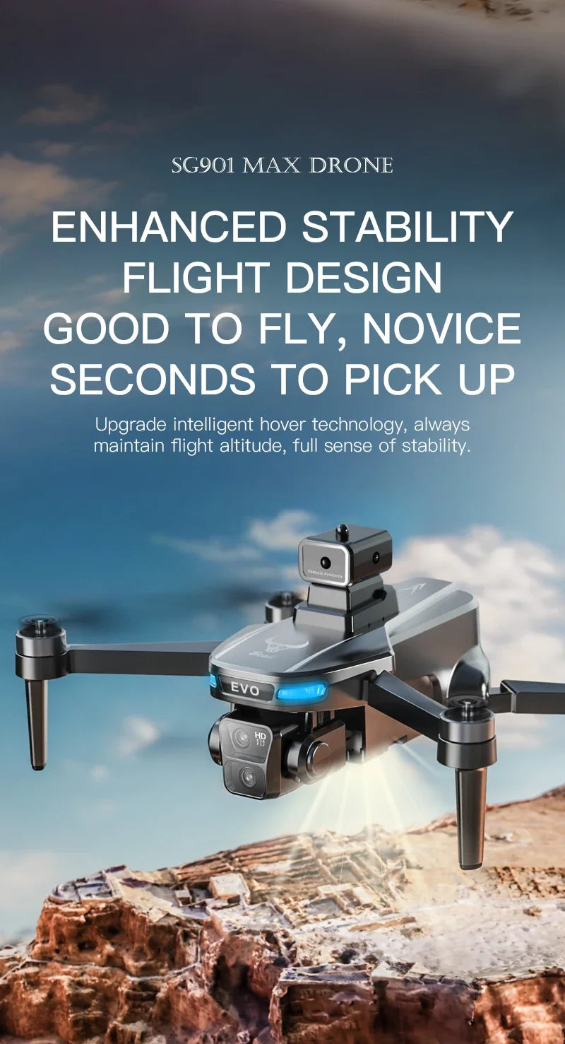 SG901MAX GPS Drone 8K Professional HD Dual Camera 5G WIFI With Screen 360°Obstacle Avoidance Brushless Foldable Quadcopter Drone