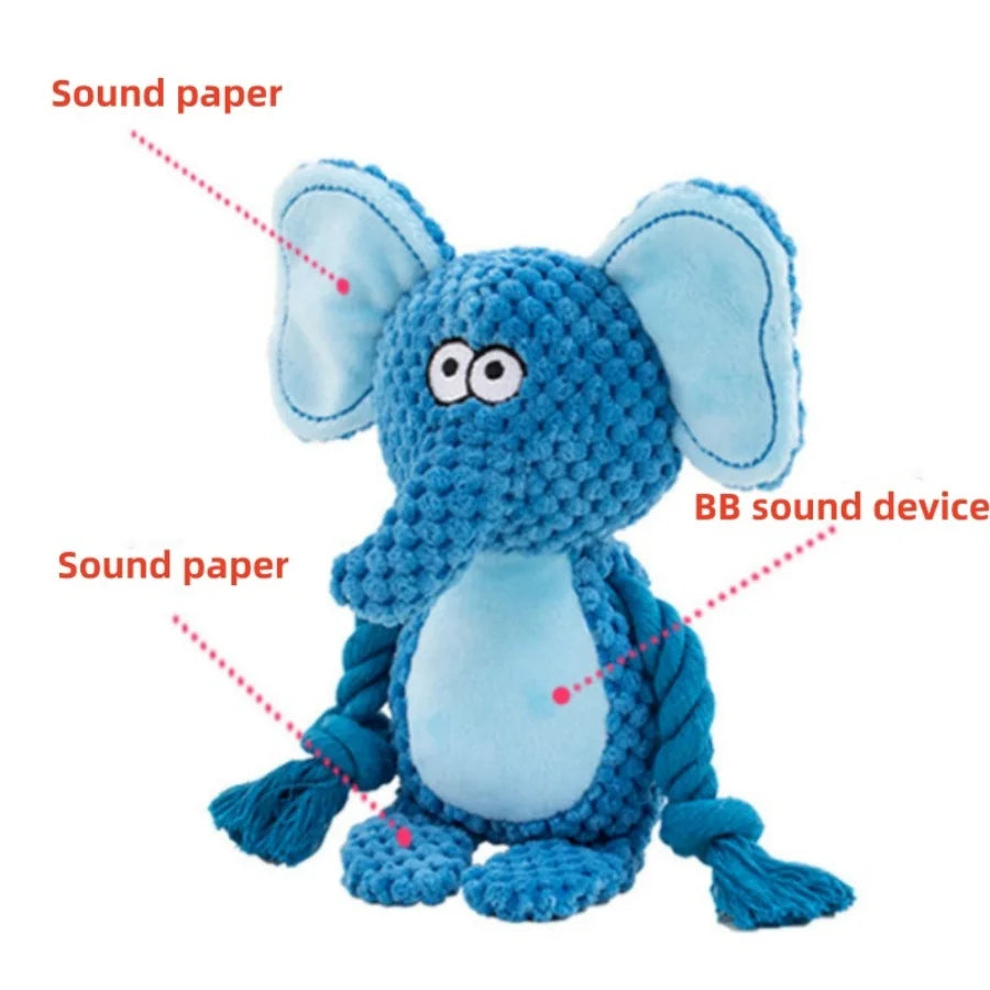 Cute Pet Push Toy Dog Self Relieving Vocalizing Elephant Fox Cat Teeth Grinding and Bite Resistant Interactive Cleaning Chew Toy