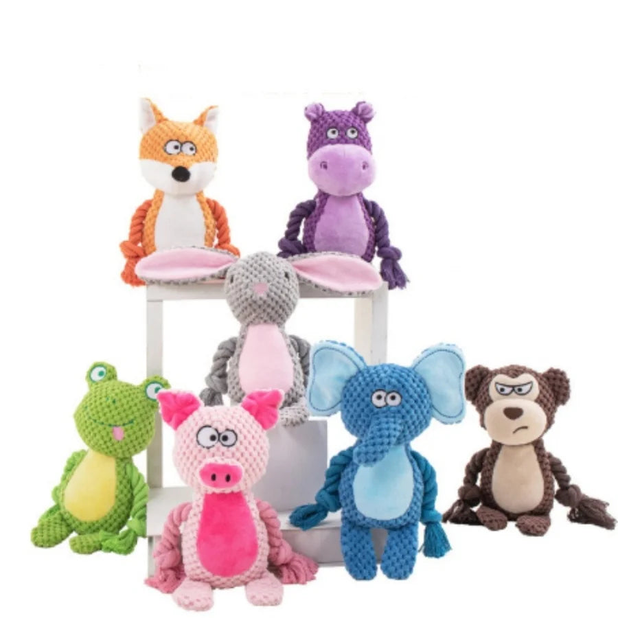 Cute Pet Push Toy Dog Self Relieving Vocalizing Elephant Fox Cat Teeth Grinding and Bite Resistant Interactive Cleaning Chew Toy