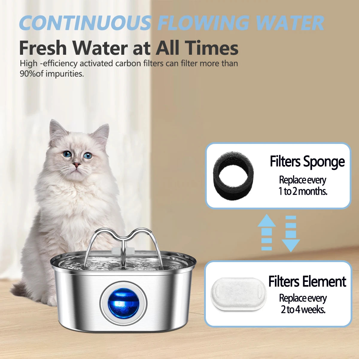Stainless steel 3.2L capacity spill proof dog water dispenser dog bowl suitable for cats and dogs