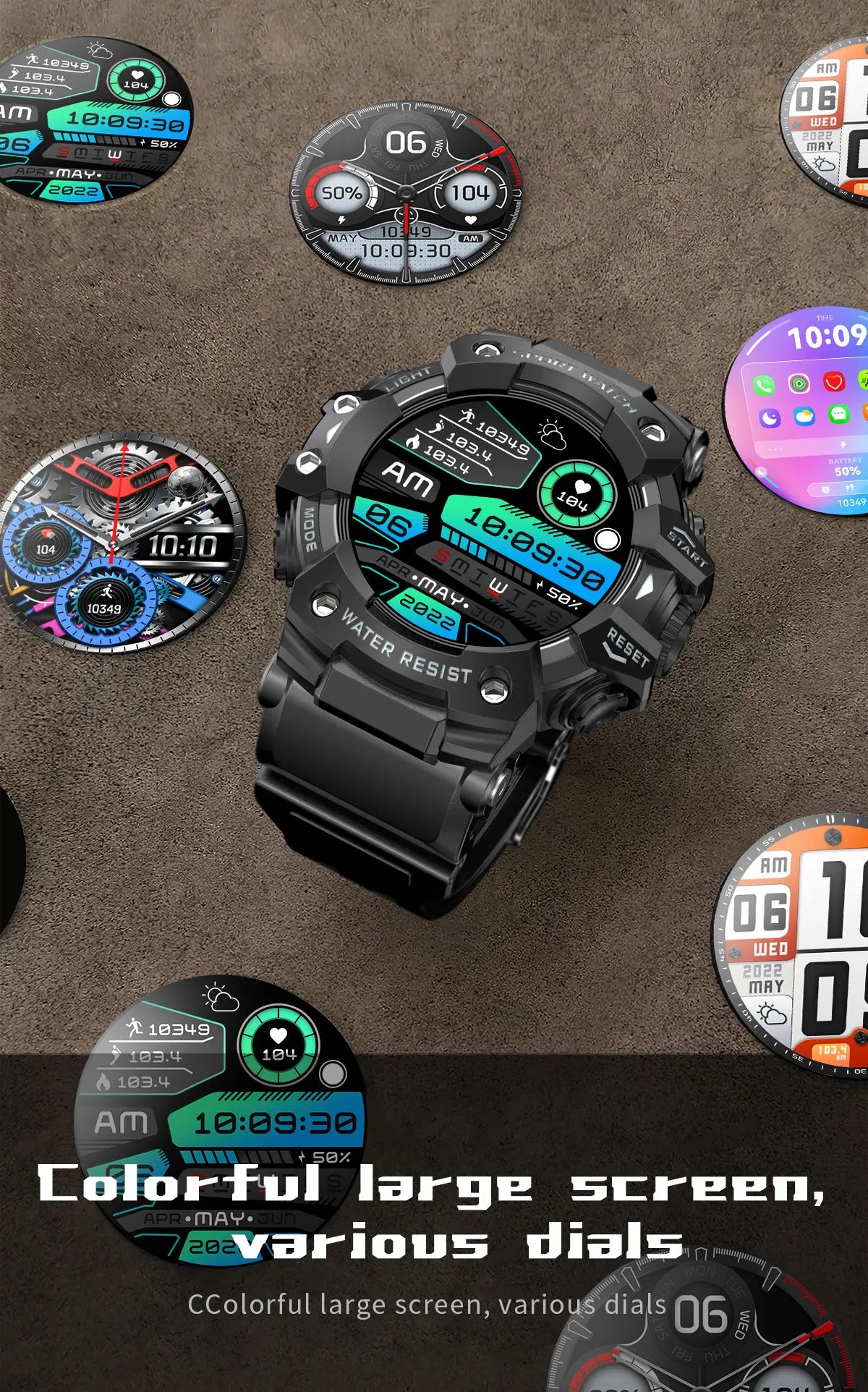 2025 Rugged Sport Smart Watch Bluetooth Calls Colorful Waterproof Military Smartwatches with Flashlight SOS COMPASS for Phone