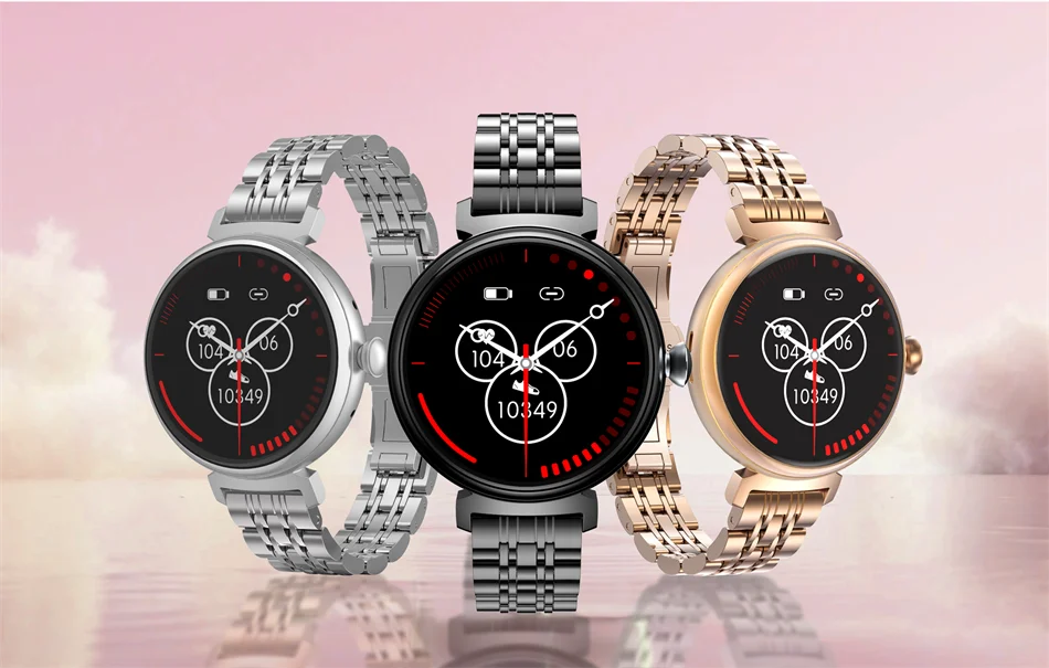 Bluetooth Call Smart Watch Screen Always Display 1.04 inch AMOLED Screen Fashion Ladies Smartwatch Metal Body Small Screen Watch
