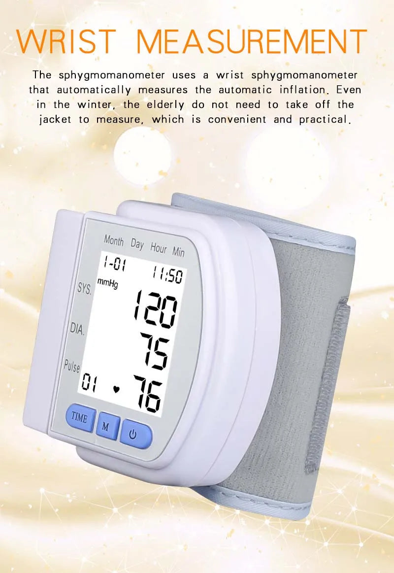 Digital Wrist Blood Pressure Monitor Medical Upper Arm Sphygmomanometer Automatic Tonometer Tensiometro Blood Pressure Meter