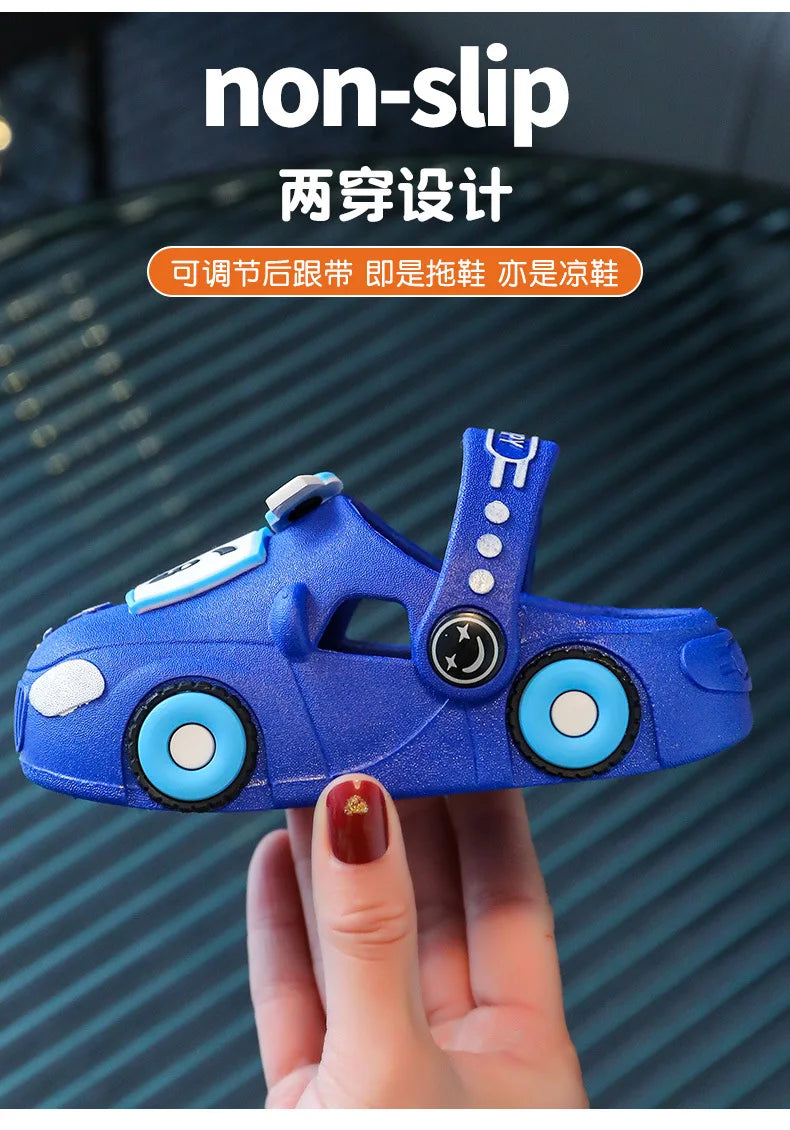 Summer New Dazzling Cool Kid Hollow Sandals Baby Cute Cartoon Car Home Slippers Boy Breathable Antislip Beach Shoe Girl Shoe실내화