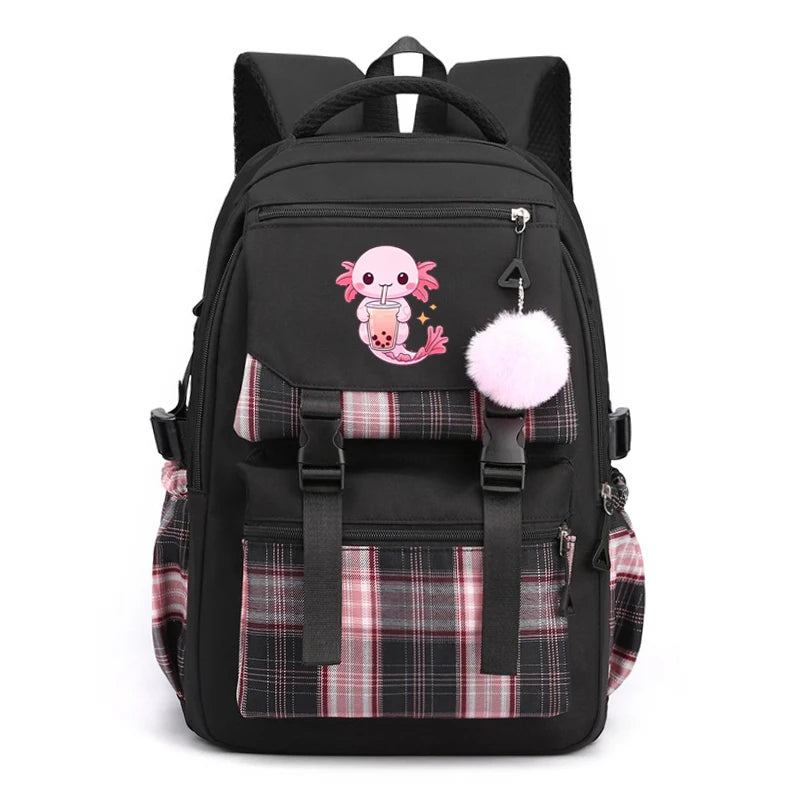 Cute Axolotl Backpack Print Backpacks Girls School Bag for Teenager Laptop Backpack