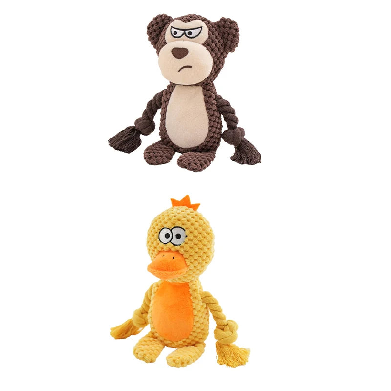 Stuffed Raw Small Dog Plush Interactive Toy Indestructible Bite Resistant Sound Puppy Squeaky Dogs Rattle For Pet Toys Supplies