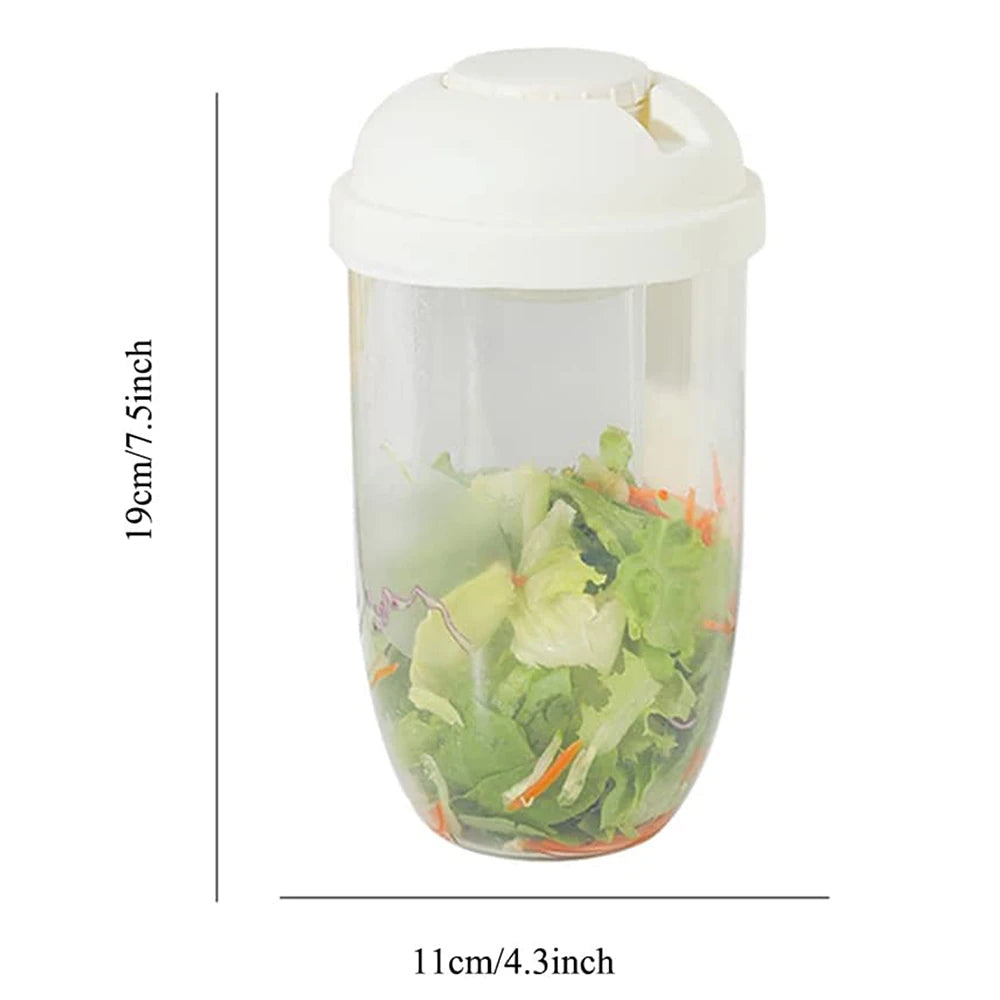 Portable Salad Cup with Fork Fresh Salad Container Bottle Vegetable Fruit Breakfast Lunch Carry To Go for Work Travel Picnic