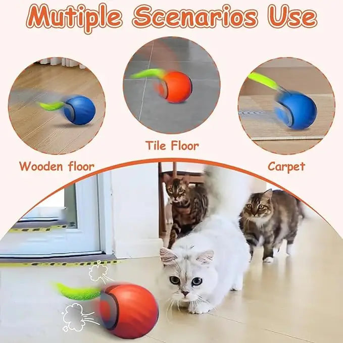 New Interactive Cat Toys Ball Auto Electric Rolling Ball Toys for Cat Kitty Pet Smart Automatic Teaser USB Rechargeable Cat Toy