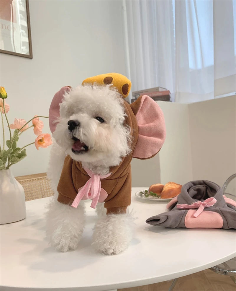 Autumn Winter Pet Cat Sweatshirt Warm Fleece Cosplay Animal Hoodies Overalls for Small Dogs Funny York Halloween Kitten Clothing