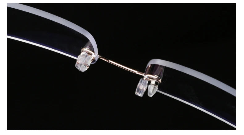Men's Anti Blue Light Blocking Reading Glasses Cut Frameless Metal HD Lens Eyewear Women Prescription Presbyopic Glasses +400