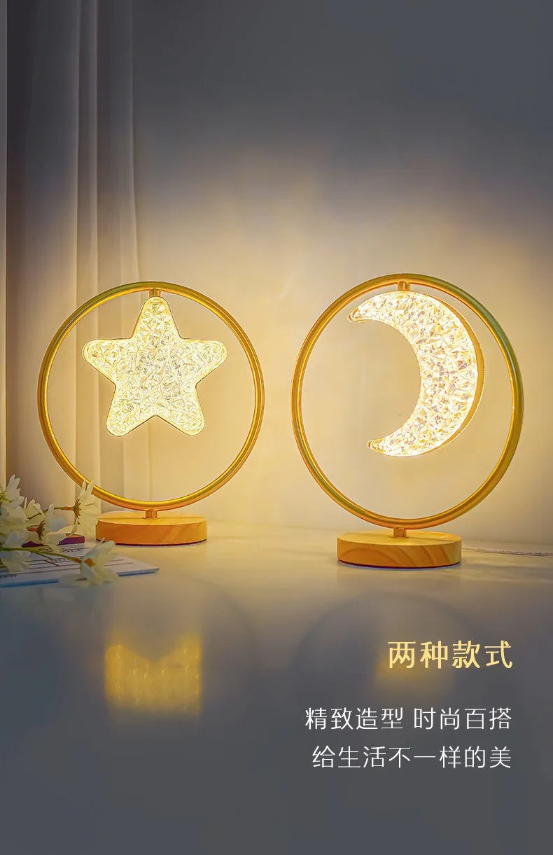 Moon Star Mini Bedside Living Room Desk Pendant Decorative Ins Hot 3 Color Warm White Light Lamp