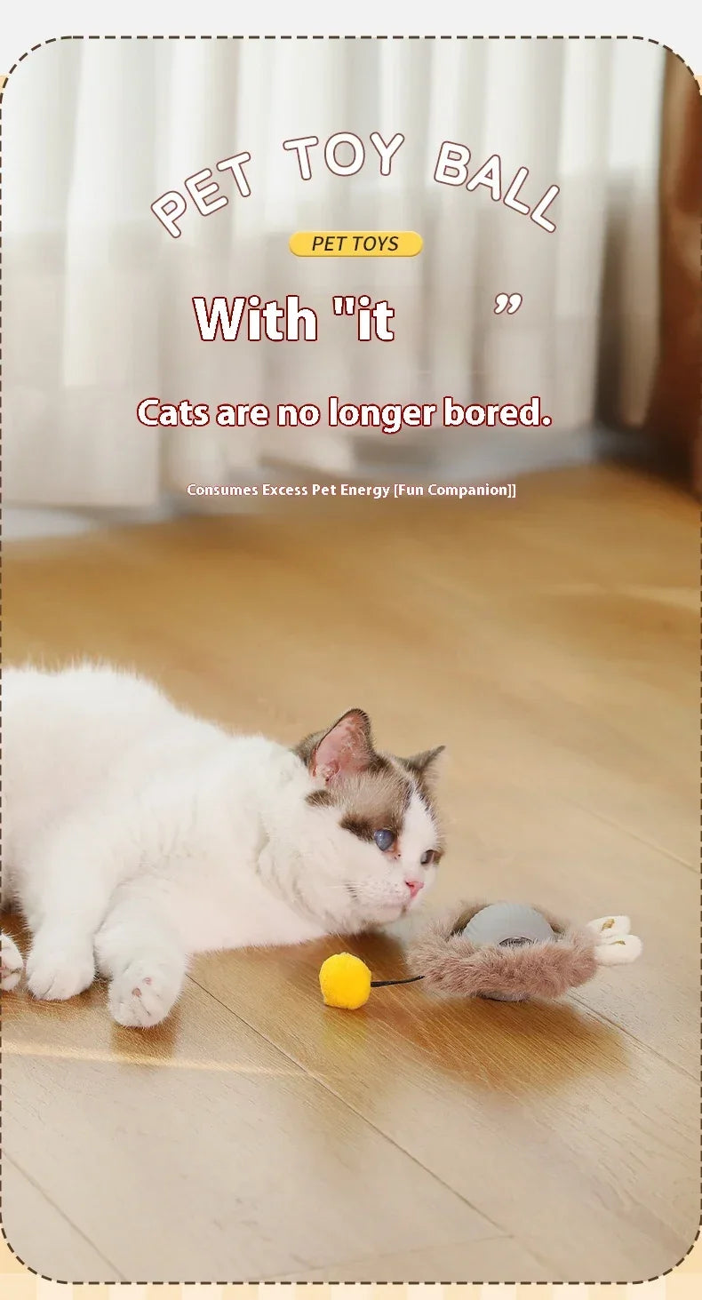 Smart Interactive Cat Toys Ball Auto Electric Rolling Ball Toys for Cat Kitty Pet Automatic Training USB Rechargeable Cat Toy