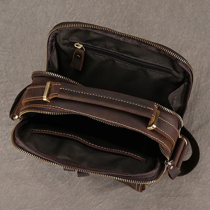Newsbirds Leather Shoulder Bag Vintage Style Crossbody Bag Books School Bag Of Men Male Daily Messenger Bag Crazy Horse Skin
