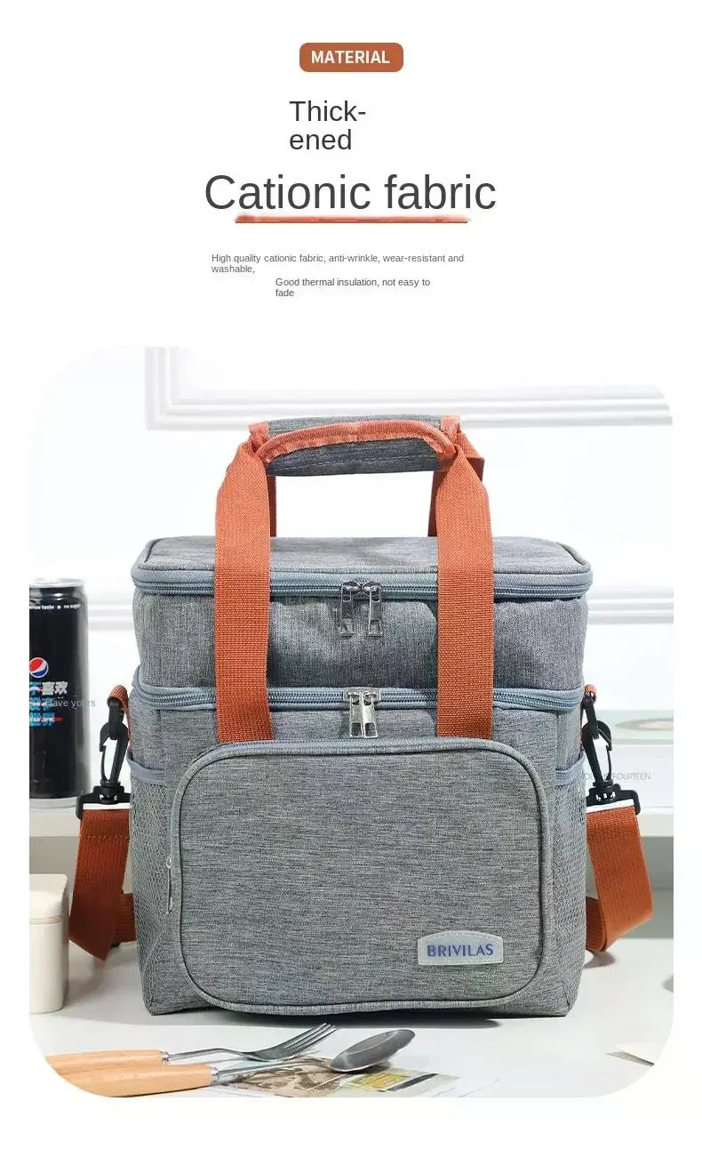 Portable Thermal Lunch Bag Picnic Food Cooler Bags Insulated Case Durable Waterproof Office Lunchbag Shoulder Strap Cooling Box