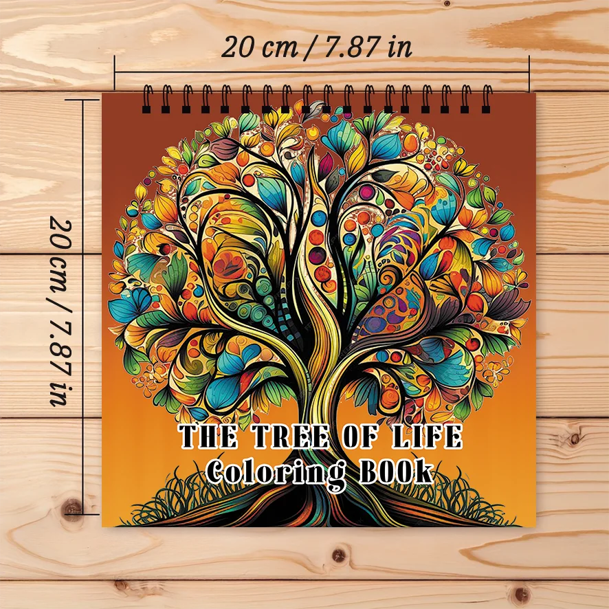 Coloring Book - 7.87 x 7.87 inches 32 pages Tree of Life Coloring Book - Ideal gift for family or friends