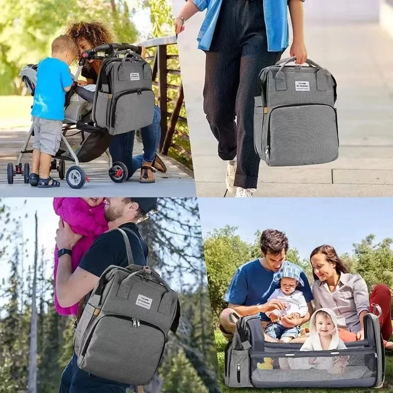 Mommy Bag Lightweight Portable Folding Crib Bed Large-capacity Travel Maternity Bags Baby Backpack Female Mommy Outting Bag