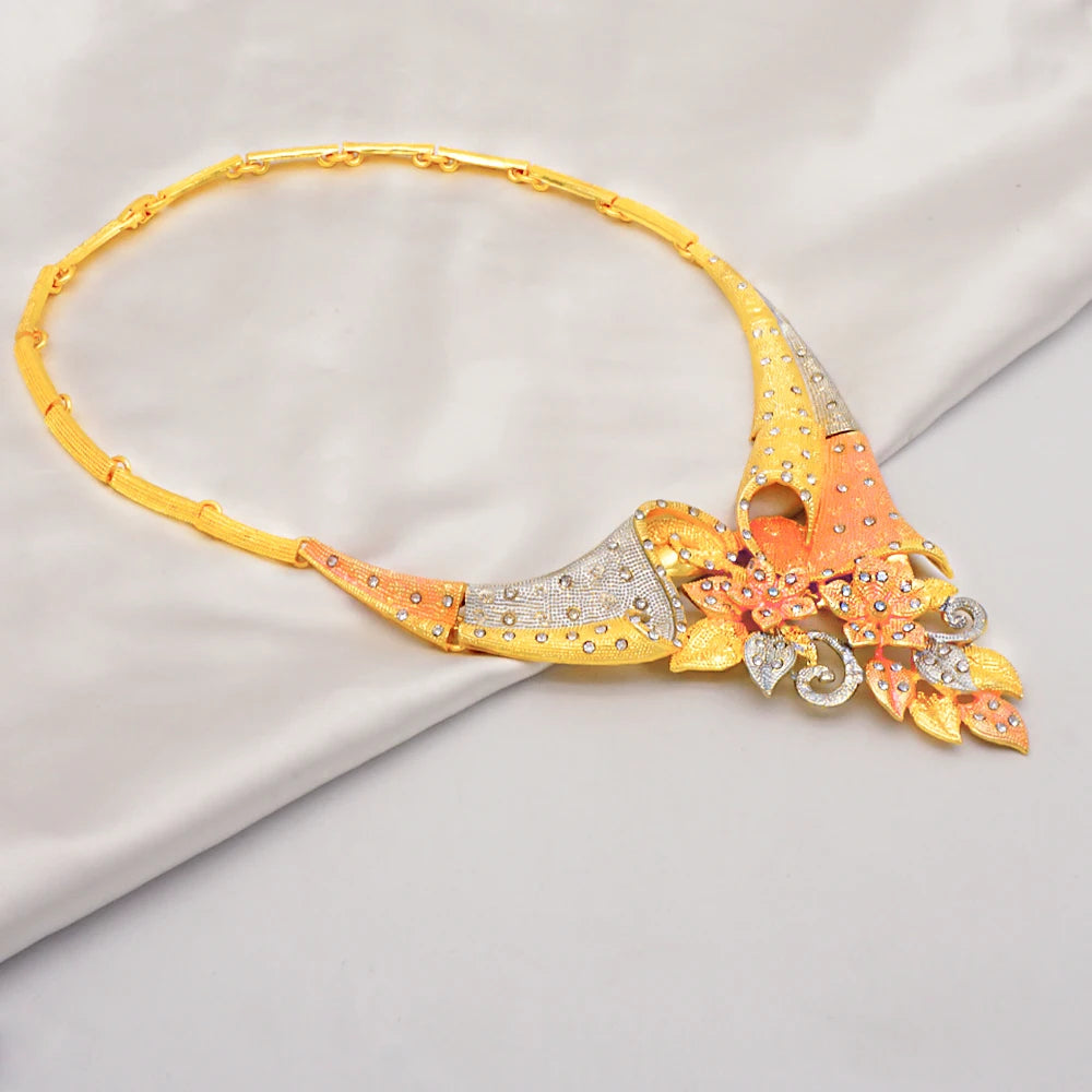 2023 Fine Jewelry Sets For Women Dubai Bridal Wedding Gifts Necklace Bracelet Earrings Ring Jewellery Set African Bead jewelry